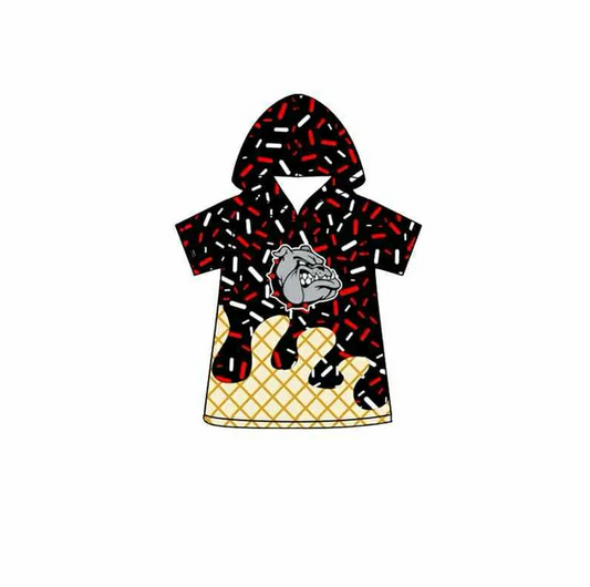 7.1 Preorder (moq 5)Baby Boys Black Short Sleeves Bulldogs Drip Team Hoodies Top