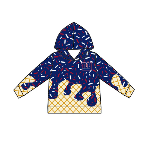 7.2 Preorder (moq 5)Baby Boys Long Sleeves Drip Navy NY Team Hoodies Top
