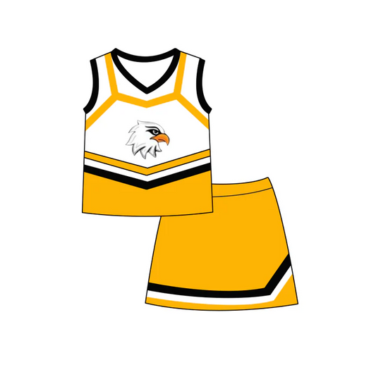 7.2 Preorder(moq 5) Baby Girls Eagles Cheer Teams Top Skirt Clothes Sets