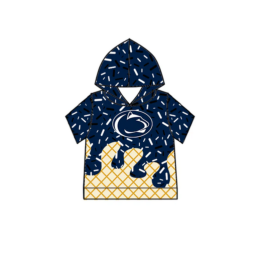7.2 Preorder (moq 5)Baby Boys Navy Cheetah Short Sleeves Drip Team Hoodies Top