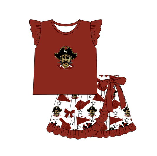 7.3 Preorder (moq 5)Baby Girls RAIDERS team Tunic Top Ruffle Skirt Sets