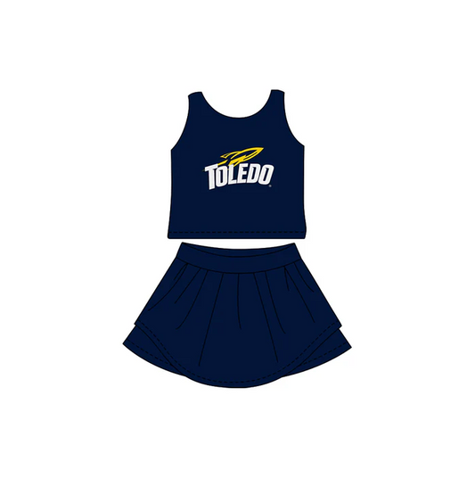 7.3 Preorder (moq 5)Baby Girls Navy Toledo Sleeveless Top Skorts Team Sets