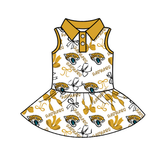 7.3 Preorder (moq 5)Baby Girls Sleeveless Bows Plaid Eaguars Button Team Knee Length Dresses