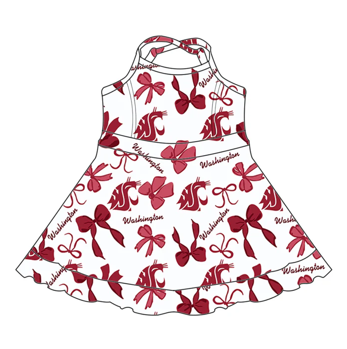 7.3 Preorder (moq 5)Baby Girls Strap Bows Plaid Washinqton Shorts Ruffle Team Knee Length Dresses