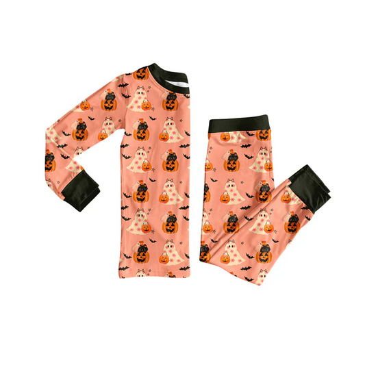 7.4 Preorder (moq 5)Baby Girls Long Sleeves Ghost Pumpkins Bats Top Pant Pajamas Clothes Set