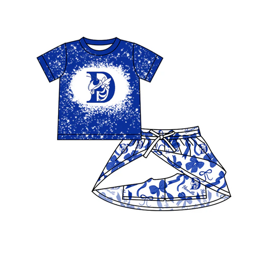 7.5 Preorder (moq 5)Baby Girls Short Sleeves Hornets Top Bows Skorts Team Sets
