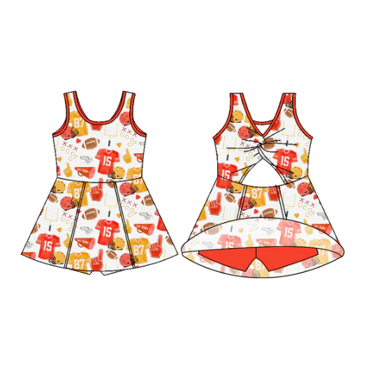 7.11 Preorder (moq 5)Baby Girls Sleeveless 87 Bows Shorts Team Knee Length Dresses