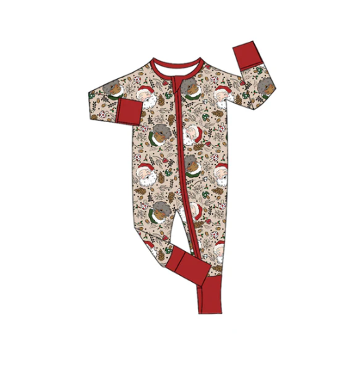 7.12 Preorder moq 5 Baby Infant Boys Long Sleeves Santa Trees Plaid Zipper Romper