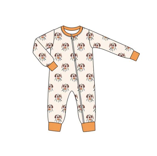 7.12 Preorder moq 5 Baby Infant Boys Long Sleeves Dogs Plaid Zipper Rompers