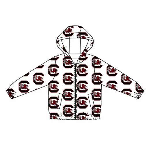 7.14 Preorder (moq 5)Baby Boys Long Sleeves Red Bull C Plaid Pockets Zipper Hoodies Top