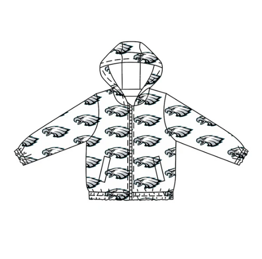 7.14Preorder (moq 5)Baby Boys Long Sleeves Eagles Plaid Pockets Zipper Hoodies Top