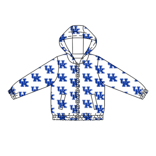 7.14 Preorder (moq 5)Baby Boys Long Sleeves Blue UK Plaid Pockets Zipper Hoodies Top