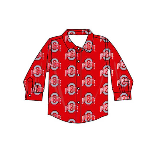 7.14 Preorder (moq 5)Baby Boys Long Sleeves Ohiostate Plaid Team Zipper Shirts Top
