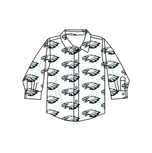 7.14 Preorder (moq 5)Baby Boys Long Sleeves Eagles Plaid Team Zipper Shirts Top