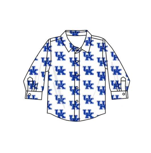 7.14 Preorder (moq 5)Baby Boys Long Sleeves Blue UK Plaid Team Zipper Shirts Top