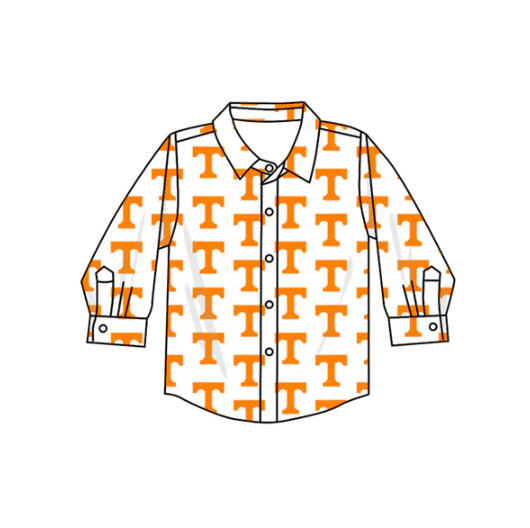 7.14 Preorder (moq 5)Baby Boys Long Sleeves Orange T Plaid Team Zipper Shirts Top