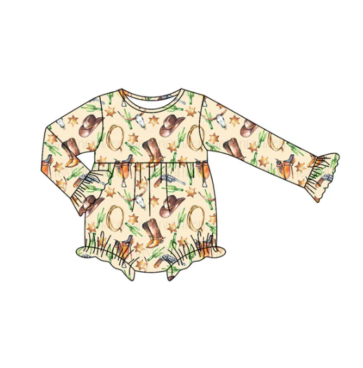 7.15 Preorder moq 5 Baby Infant Girls Long Sleeves Hats Boots Hunting Ruffle Romper