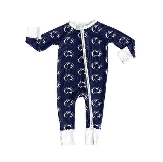 7.15 Preorder moq 5 Baby Infant Boys Navy Long Sleeves Leopard Plaid Zipper Romper