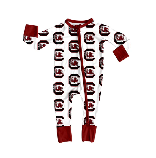 7.15 Preorder moq 5 Baby Infant Boys Black Long Sleeves Red Bull C Plaid Zipper Romper