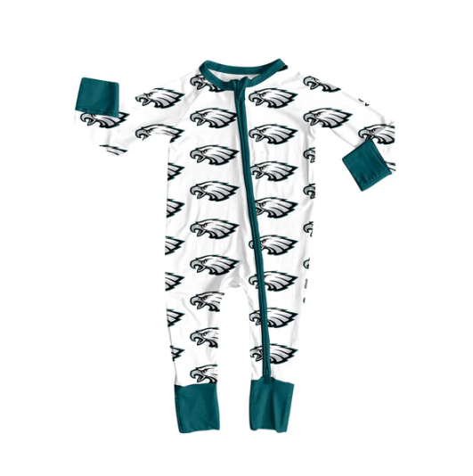 7.15 Preorder moq 5 Baby Infant Boys Long Sleeves Eagles Plaid Zipper Romper