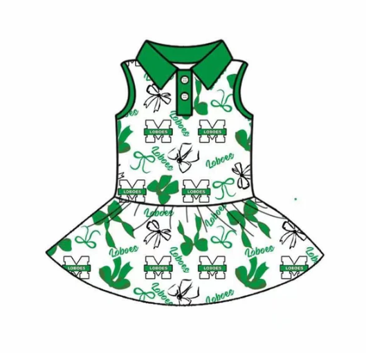 7.16 Preorder (moq 5)Baby Girls Loboes Sleeveless Bows Button Team Knee Length Dresses