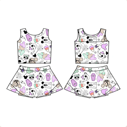 7.18 Preorder (moq 5)Baby Girls Sleeveless Mouse Balloons Candy Vest Top Skorts Set