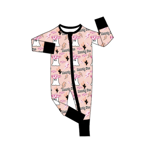 7.19 Preorder moq 5 Baby Girls Long Sleeves Hats Ghost Cactus Plaid Zipper Pant Rompers