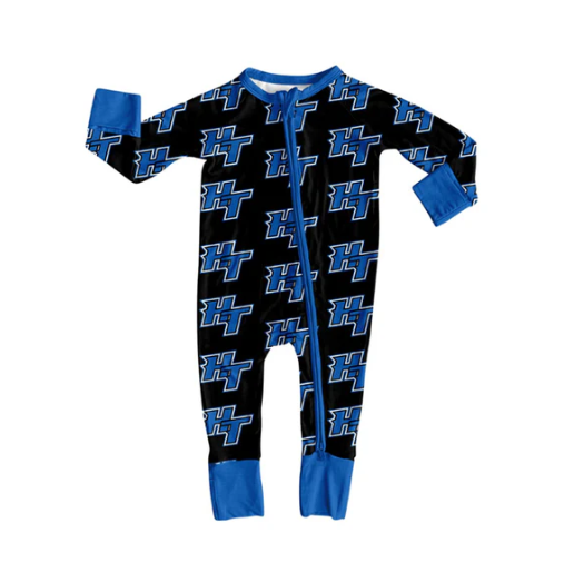 7.22 Preorder(moq 5)Baby Infant Black HT Team Zip Rompers
