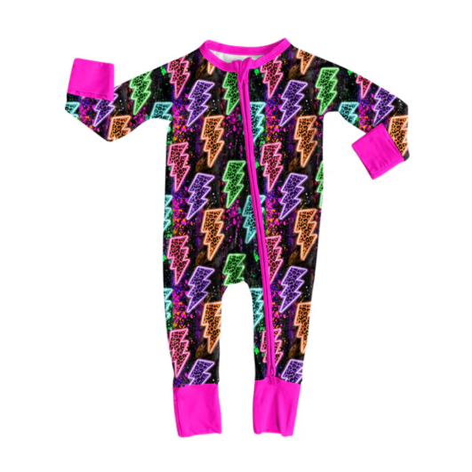 7.23 Preorder(moq 5)Baby Girls Colorful Lights Plaid Zipper Pant Rompers