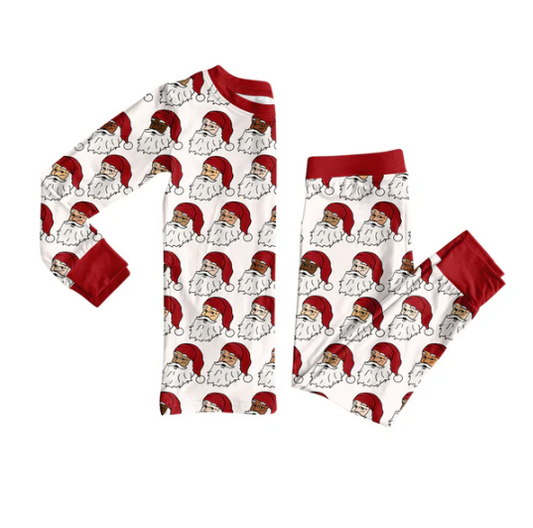 7.23 Preorder (moq 5)Baby Girls Long Sleeves Red Santa Plaid Top Pants Pajamas Set
