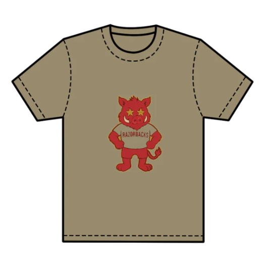 7.24 preorder(moq 5) Baby Boys Khaki Short Sleeves Razorbacks Team Tee Shirts Tops