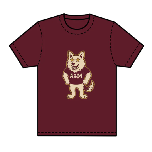 7.25 preorder(moq 5) Baby Boys Dark Red Short Sleeves Wolf A&M Team Tee Shirts Tops