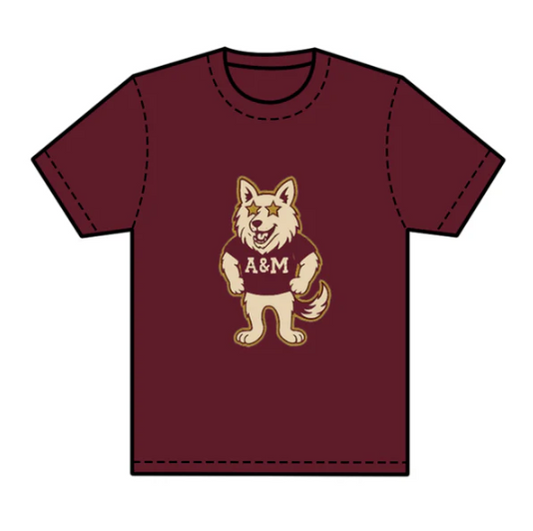 7.25 preorder(moq 5) Baby Boys Dark Red Short Sleeves Wolf A&M Team Tee Shirts Tops