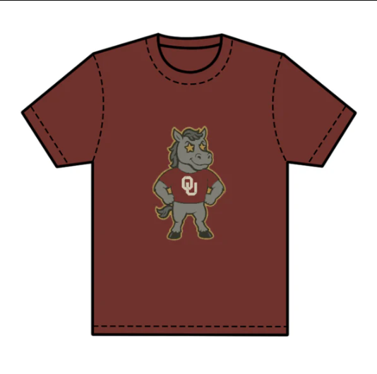 7.25preorder(moq 5) Baby Boys Dark Red Short Sleeves Horses OU Team Tee Shirts Tops