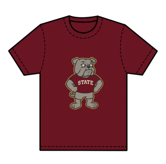 7.25 preorder(moq 5) Baby Boys Dark Red Short Sleeves Bulldogs State Team Tee Shirts Tops