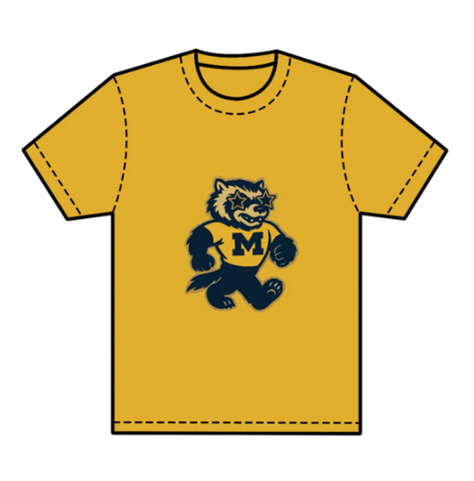 7.25 preorder(moq 5) Baby Boys Yellow Short Sleeves M Wolf Team Tee Shirts Tops