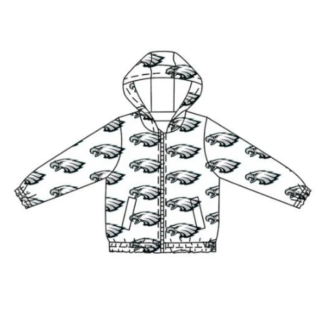 7.25 Preorder (moq 5)Baby Boys Long Sleeves Eagles Plaid Hoodies Cardigan Jackets Top