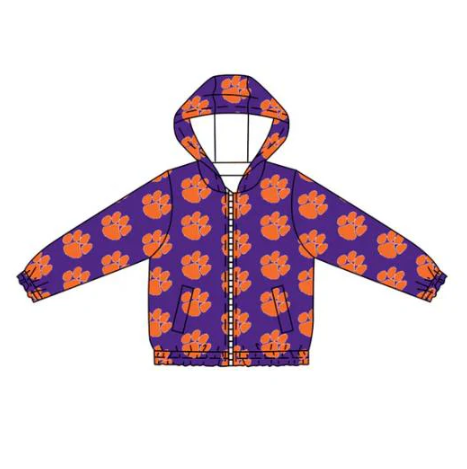 7.25 Preorder (moq 5)Baby Boys Purple Long Sleeves Pawl Plaid Hoodies Cardigan Jackets Top