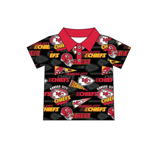 7.26 Preorder(moq 5)Baby Boys Chiefs KC Team Short Sleeve Tee Pullovers Polo Shirts Tops