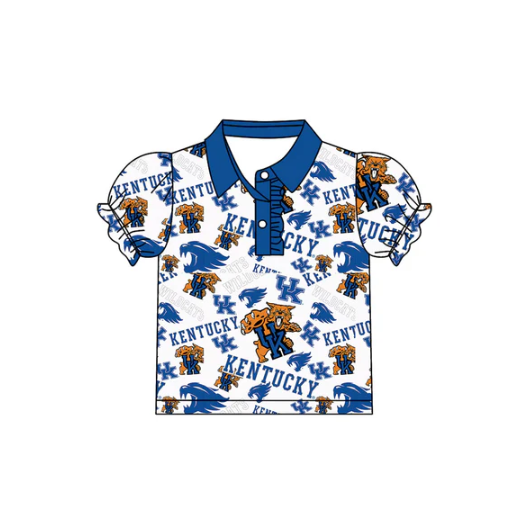 7.26 Preorder(moq 5)Baby Girls Kenturky Team Short Sleeve Tee Pullovers Polo Shirts Tops