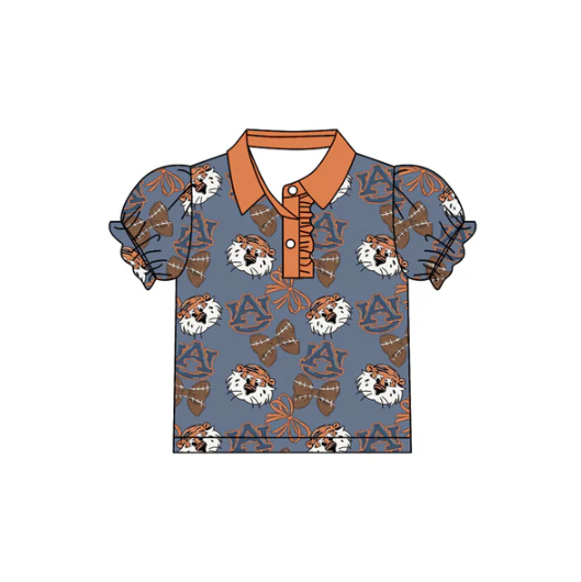 7.26 Preorder(moq 5)Baby Girls AU Tiger Team Short Sleeve Tee Pullovers Polo Shirts Tops