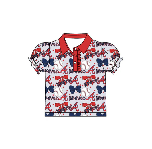 7.26 Preorder(moq 5)Baby Girls Brave Team Short Sleeve Tee Pullovers Polo Shirts Tops