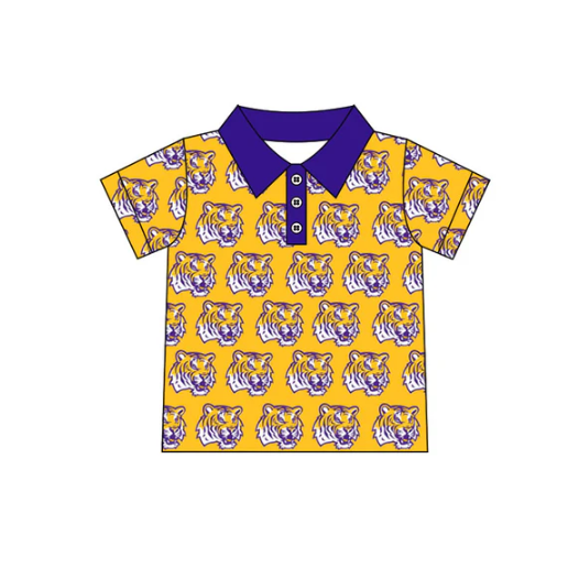 7.26 Preorder(moq 5)Baby Boys Yellow LSU Tigers Team Short Sleeve Tee Pullovers Shirts Tops