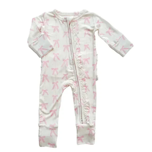 7.28 Preorder(moq 5)Baby Girls Pink Bows Plaid Ruffle Zipper Rompers