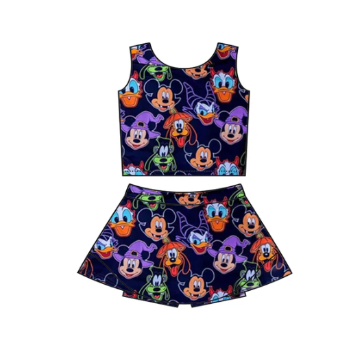 7.29 Preorder (moq 5)Baby Girls Sleeveless Cartoon Mouses Vest Top Skorts Set