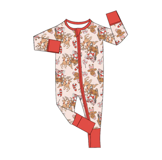 7.30 Preorder(moq 5)Baby Infant Boys Long Sleeves Deer Truck Santa Christmas Zipper Rompers