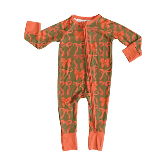 7.30 Preorder(moq 5)Baby Infant Boys Long Sleeves Bows Plaid Zipper Rompers