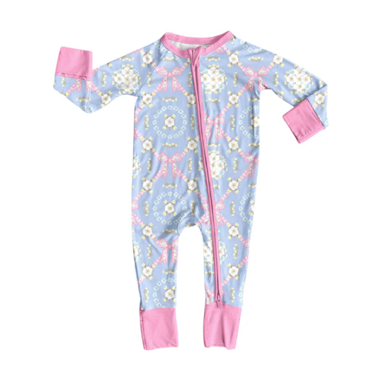 7.31 Preorder(moq 5)Baby Infant Boys Long Sleeves Bows Flowers Plaid Zipper Rompers