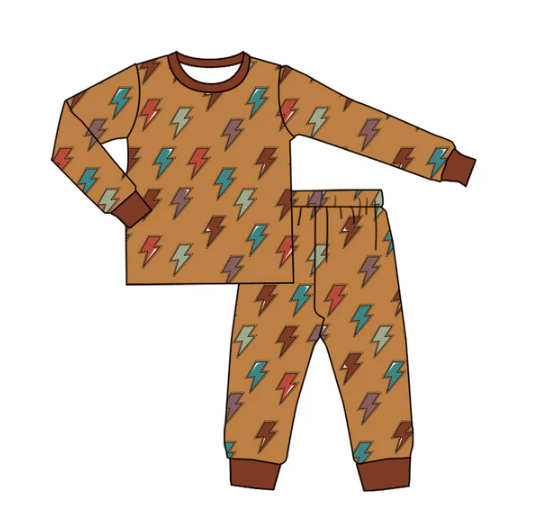 7.31 Preorder (moq 5)Baby Boys Colorful Lights Plaid Top Pants Pajamas Set