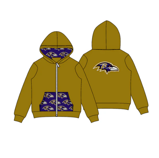 8.1 Preorder (moq 5)Baby Boys Olive B Eagle Team Pocket Zipper Hoodies Tops